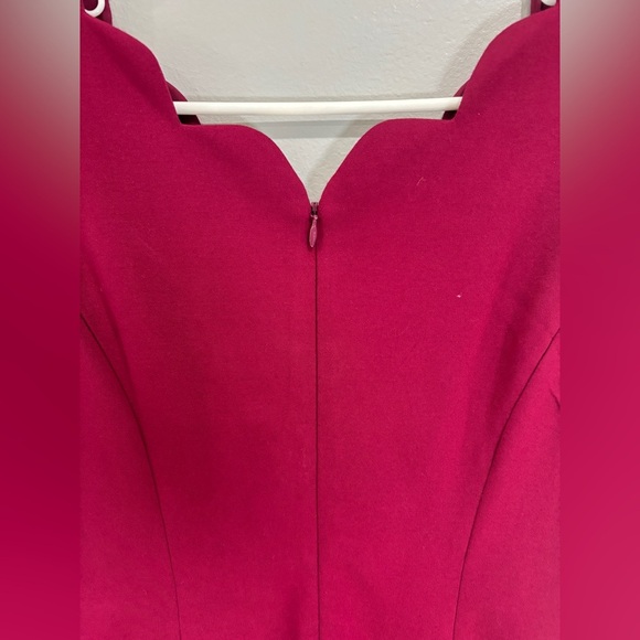 Talbots Knit Ponte Sheath Dress with Scalloped V-Neck Sleeveless Burgundy Wine 4 - Picture 3 of 9